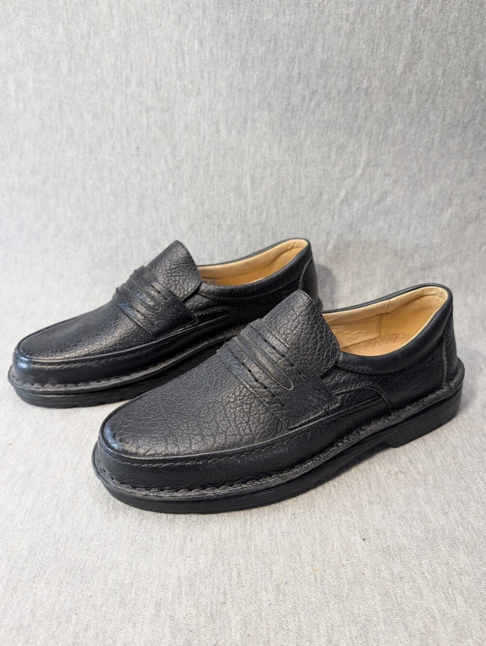 Hush Puppies Euro-Fit Leather Loafers Men's 40 Black Slip On